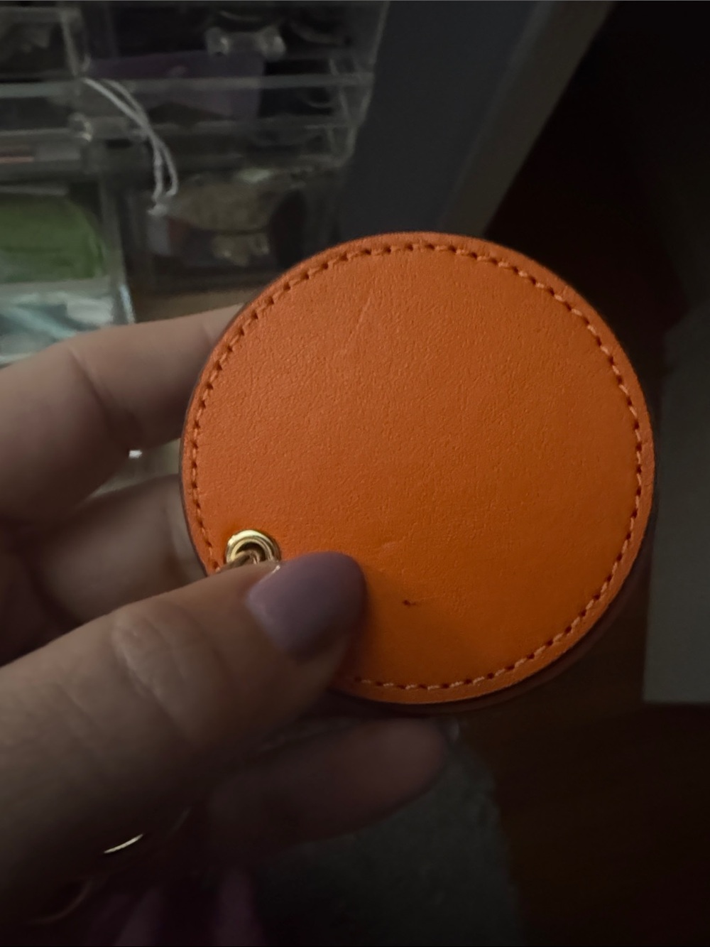 Coach Orange and Gold Leather mirror  Keyring - Picture 6 of 6